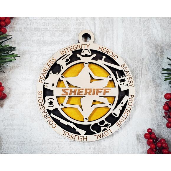 SHERIFF Ornament Personalized First Responder Christmas Gift - Picture 2 of 3